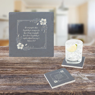 Denim White Flora Anpassbare Verse Steinuntersetzer