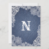 Denim & White Floral Lace Elegantes Brautparty Einladung (Rückseite)