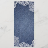 Denim & White Floral Lace Elegantes Hochzeitsmenü Menükarte (Rückseite)