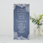 Denim & White Floral Lace Wedding Program Rack Programm (Stehend Vorderseite)