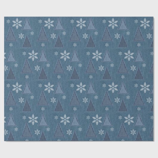 Denim Winter Christmas Pattern Geschenkpapier (Flach)