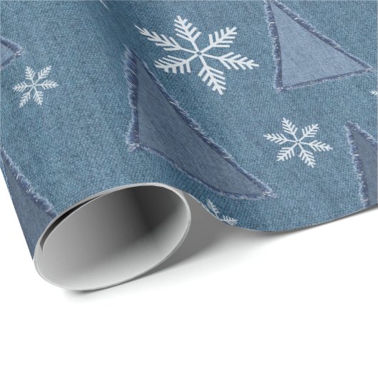 Denim Winter Christmas Pattern Geschenkpapier (Rolleneckpunkt)