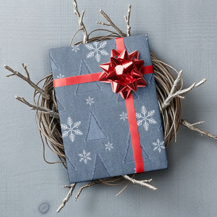 Denim Winter Weihnachtsmuster Geschenkpapier