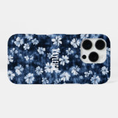 Denimblaue Blumen iPhone Hülle (Rückseite (Horizontal))