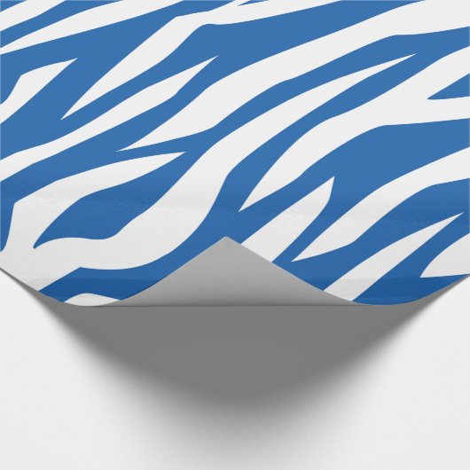 Denimblauer Zebra-Druck Geschenkpapier (Ecke)
