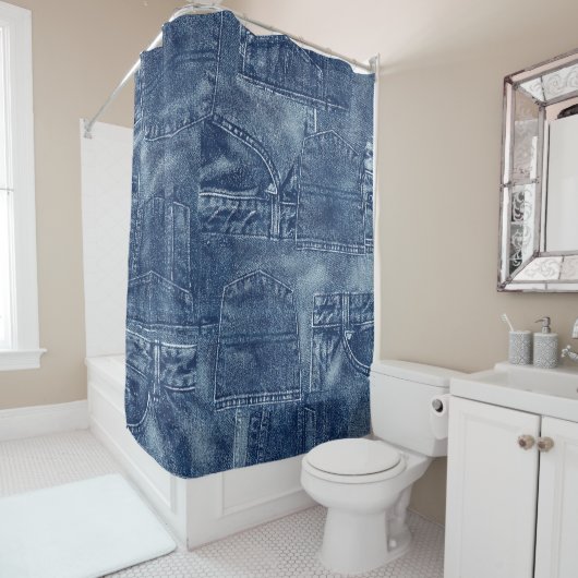 Denimmaterial, Duschvorhang (Beispiel)