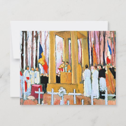 Denis - Masse vor Grab von Ernest Psichari Karte (Vorderseite)