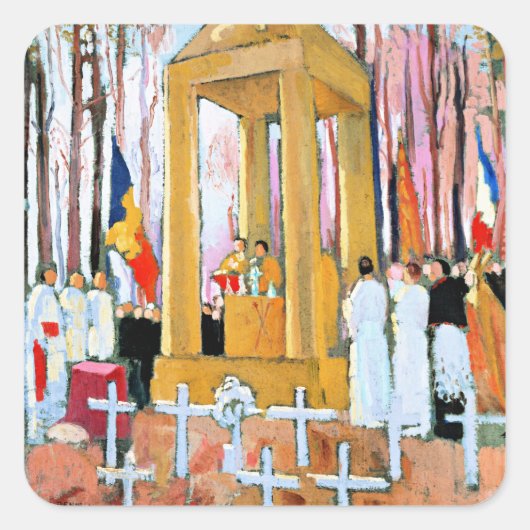 Denis - Masse vor Grab von Ernest Psichari Quadratischer Aufkleber (Vorderseite)