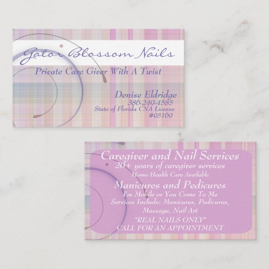 Denise Nail Art Business Cards Visitenkarte (Vorne/Hinten)