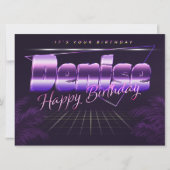 Denise Name Vorname lila retro Karte Geburtstag (Vorderseite)