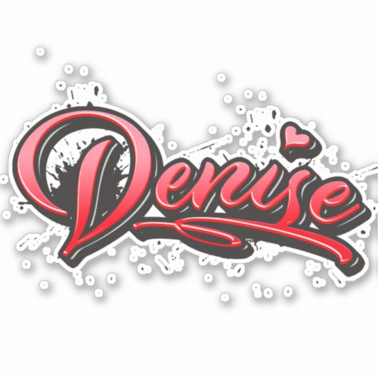 Denise red Heart Graffiti Aufkleber Sticker (Vorderseite)