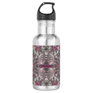 DENISE ~ SILVER BUBBLES GLOSSY! ~ Rosa Silber 3D Edelstahlflasche