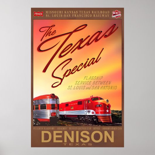 Denison Texas Special Retro Train Poster MKT Katy (Vorne)