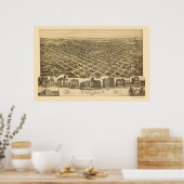 Denison, TX Panorama Karte - 1891 Poster (Küche)