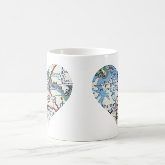 Denison TX Vintag Map Kaffeetasse (Mittel)
