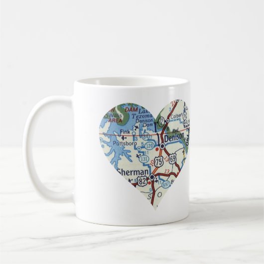 Denison TX Vintag Map Kaffeetasse (Links)