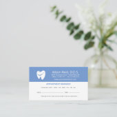 Denist ernennt Erinnerung Zahnbüro Visitenkarte (Stehend Vorderseite)