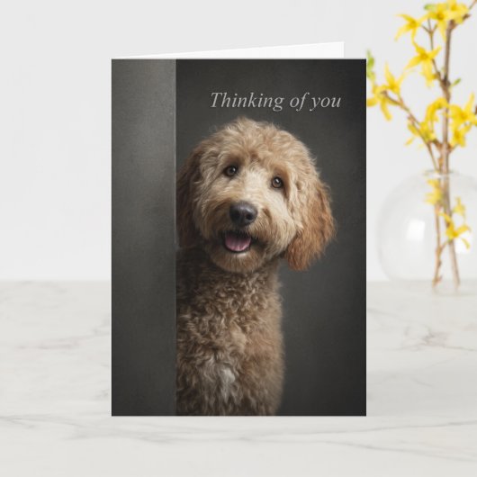 Denk an Dich Goldendoodle Karte (Gelbe Blume)