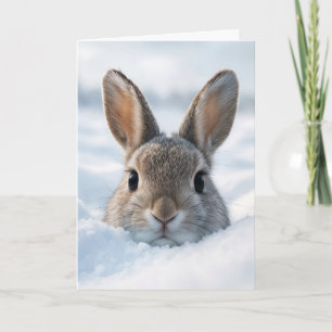Denk an Dich Häschen in einer tiefen Schneewehe Karte