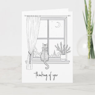 Denk an Dich Katze im Fenster Karte