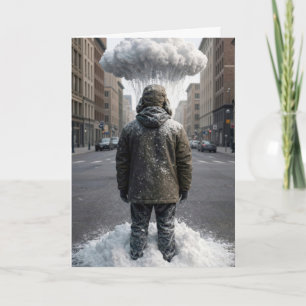 Denk an dich Mann unter einer Schneewolke Karte