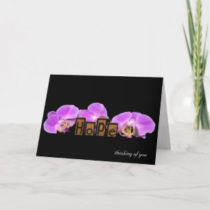 Denk an dich mit Hoffnungstext und Orchideen Karte