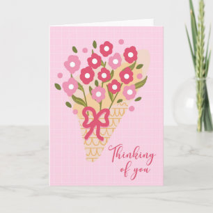 Denk an Dich Rosa Blumenstrauß Karte