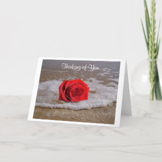 Denk an Dich Rote Rose Am Strand Grußkarte Karte