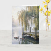Denk an dich Seebrücke mit Gänsen Karte (Gelbe Blume)