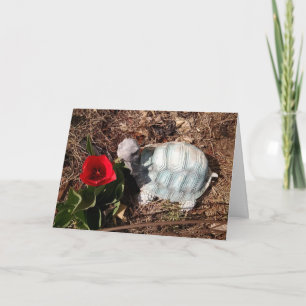 Denk an Dich Windschildkröte & Blumen Grußkarte Karte