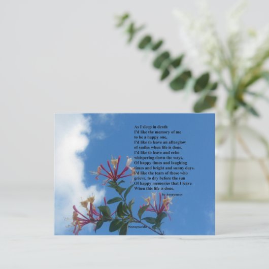 Denk an mein Gedicht Postkarte (Stehend Vorderseite)