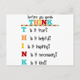 Denk nach, bevor du sprichst postkarte