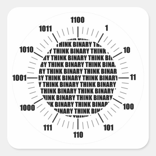 Denkbinäre Uhr (griechischer Spaß) Quadratischer Aufkleber (Vorderseite)