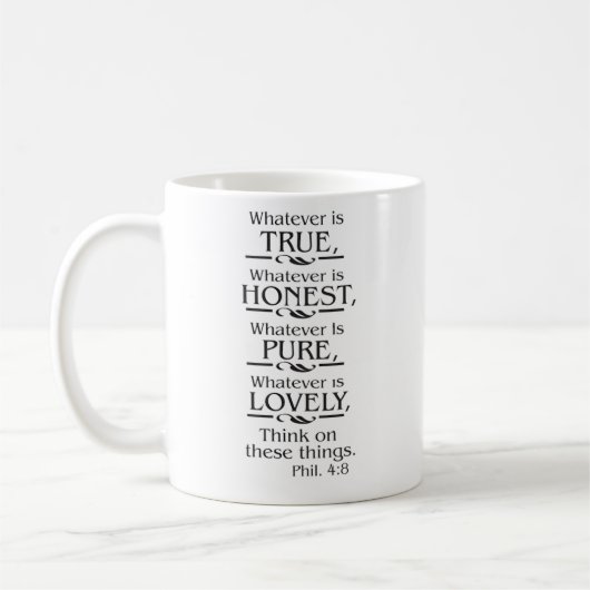 Denke an diese Dinge Kaffeetasse (Links)