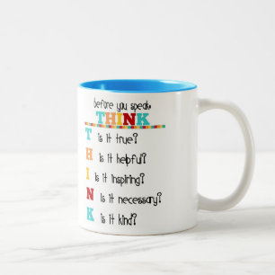 Denke bevor du sprichst zweifarbige tasse