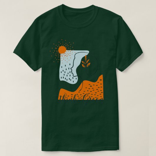 Denke ökologisch Abstrakte Landschaft mit Frau Sil T-Shirt (Design vorne)