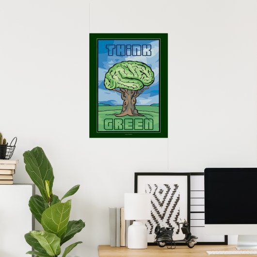 Denke ökologisch Brain Poster (Heimbüro)