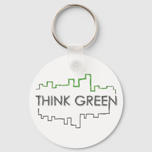 Denke ökologisch City Skyline Design | SCHLÜSSELAN Schlüsselanhänger (Vorderseite)