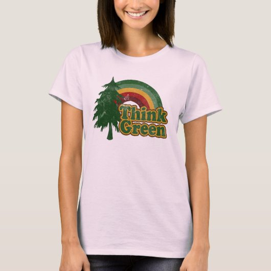 Denke ökologisch Retro Rainbow Earth Day T - Shirt (Vorderseite)