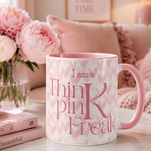 Denke Rosa Herzen Muster Monogramm Tasse