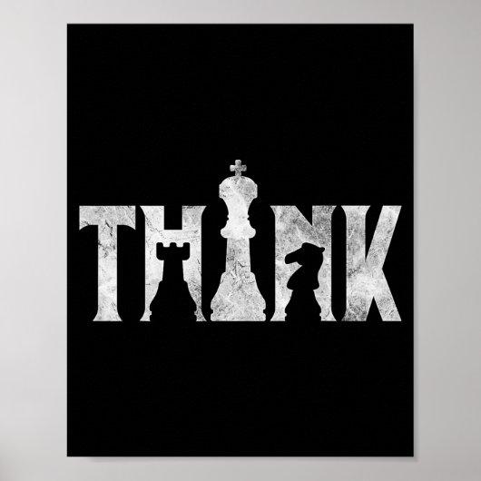 Denke Schach Eces Spieler Chessmaster Schach Liebe Poster (Vorne)