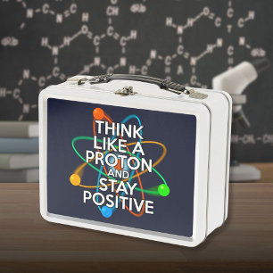 DENKE WIE EIN PROTON UND BLEIBE POSITIV METALL BROTDOSE