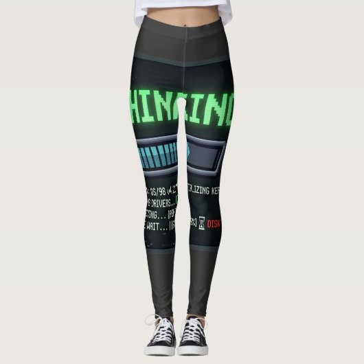 Denken 99 Prozent Ladezeit Lustiger Retro-Computer Leggings (Vorderseite)