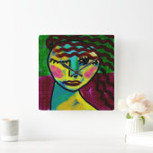 Denken Abstrakte Kunst Quadratische Wanduhr (Zuhause)