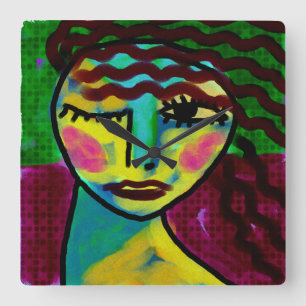 Denken Abstrakte Kunst Quadratische Wanduhr