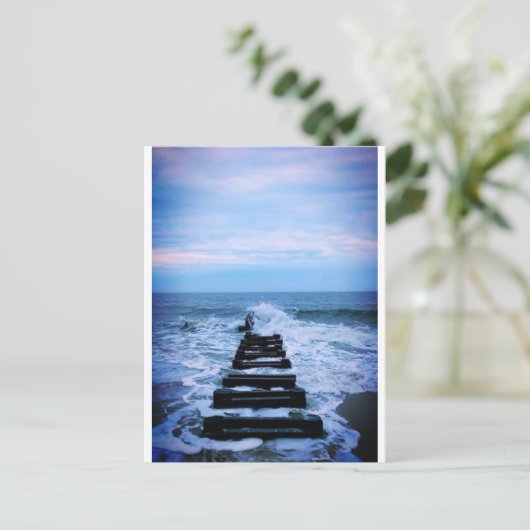 Denken am Strand Postkarte (Stehend Vorderseite)