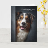 Denken an Dich Australian Shepherd Karte (Gelbe Blume)