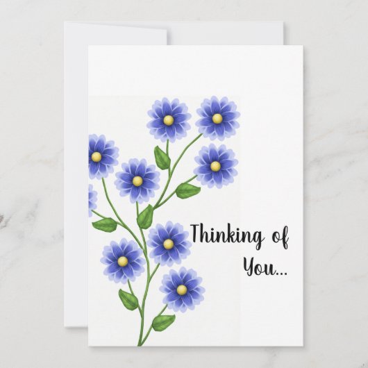 Denken an Dich - Blaue Blume Einladung (Vorderseite)