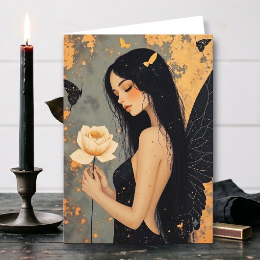 Denken an dich | | Gothic Engel und Rose Karte