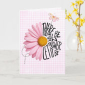 Denken an Dich Rosa Gänseblümchen auf Gingham Karte (Gelbe Blume)